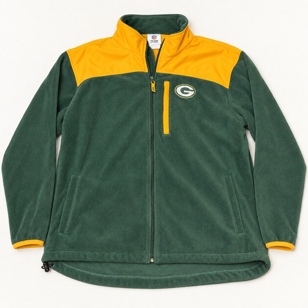 NFL Team Apparel Green Bay Packers Fleece Jacket Mens XL Green Gold Full Zip
